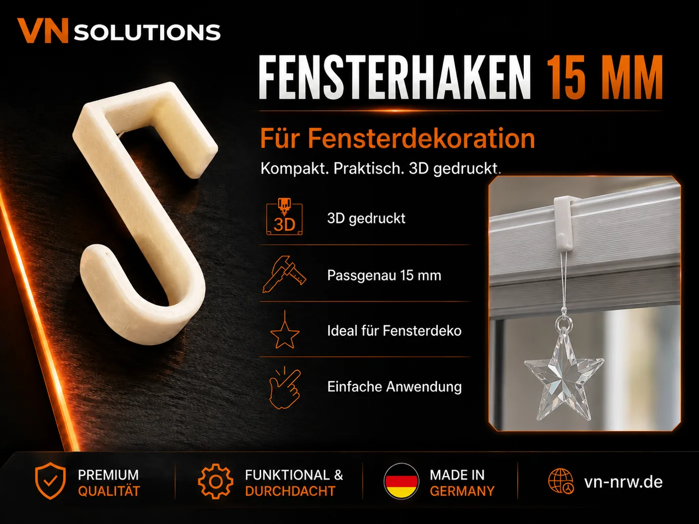 Fensterhaken 15 mm